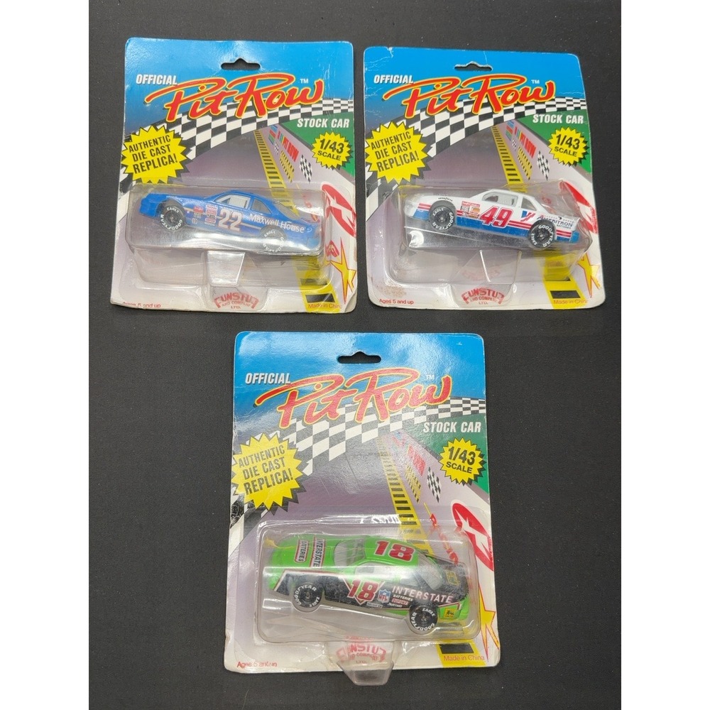 1992 Funstuf Pit Row 1:43 NASCAR Lot 3 #22 #49 #18 Vintage Diecast